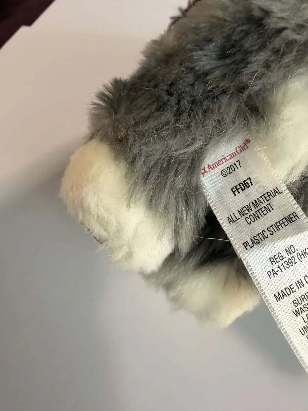 American Girl Gray and White Kitten Plush Pet with Movable Legs FFD67